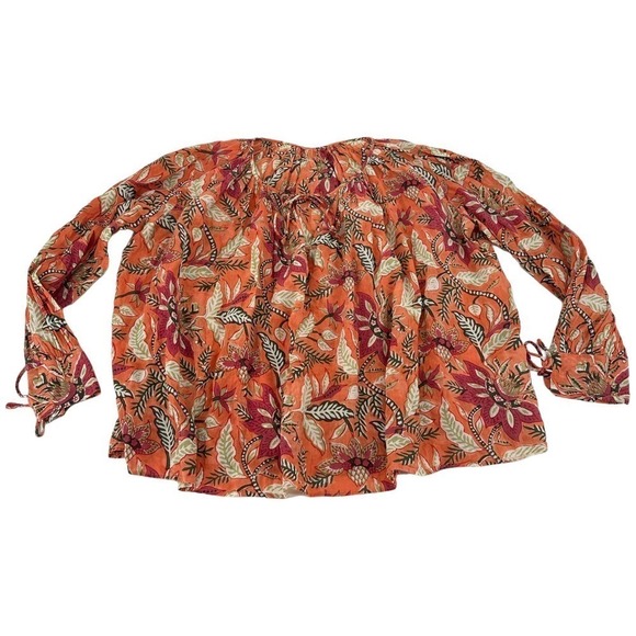 Antik Batik Women's Kalao Floral Long Sleeve Flowy Boho Peasant Blouse Size 40 M - Picture 2 of 16